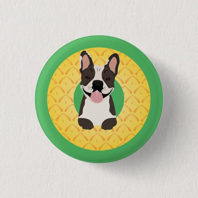 Bóton Redondo 2.54cm Fruta de ananás-boi francês (Frente)