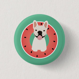 Bóton Redondo 2.54cm Fruta de Melancia Bulldog Francesa