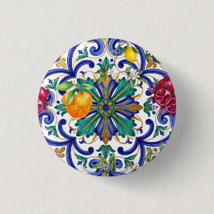 Bóton Redondo 2.54cm fruta limão Mosaico Mediterrâneo