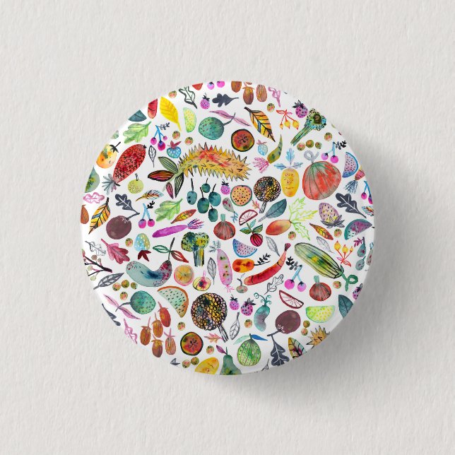 Bóton Redondo 2.54cm Frutas de Cores Aquáticas Coloridas (Frente)