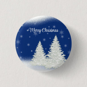 Bóton Redondo 2.54cm Fundo Azul com Árvore de Natal