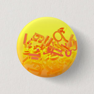 Bóton Redondo 2.54cm Fundo laranja com letras