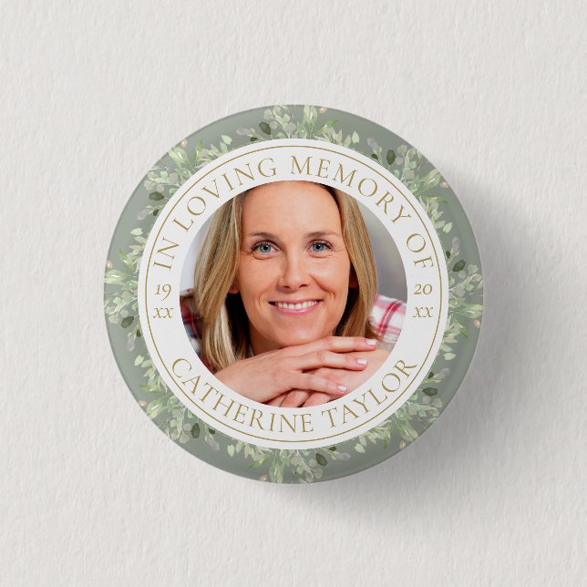 Bóton Redondo 2.54cm Funeral Na Memória Amante Foto Verde (Frente)