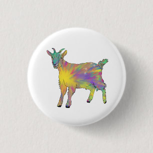 Bóton Redondo 2.54cm Funky Starburst Goat Colorous Cuide Animal Art