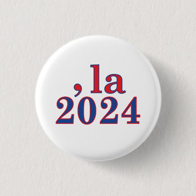 Bóton Redondo 2.54cm Funny Kamala Harris Comma La 2024 (Frente)