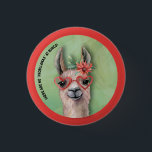 Bóton Redondo 2.54cm Funny Llama Bunco<br><div class="desc">Linda e engraçada lhama que diz "não há "problemas" em Bunco. Doce design para jogadores Bunco.</div>