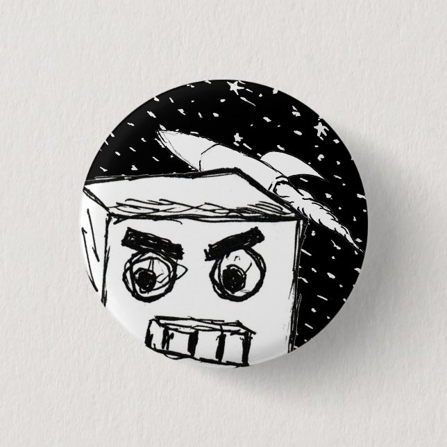 Bóton Redondo 2.54cm Fús Fast KARL, o robô, com foguete no espaço (Frente)