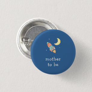 Bóton Redondo 2.54cm Futura Mamãe Menino Louco pela Lua Festa de Bebê d
