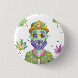 Bóton Redondo 2.54cm Futuristic Ride: Psychedelic Car Journey