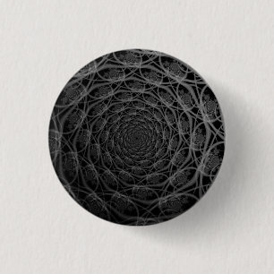 Bóton Redondo 2.54cm Galáxia de Filamentos em Botão Preto e Branco