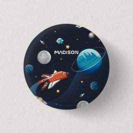 Bóton Redondo 2.54cm Galáxia Personalizada de Viagem de Espaço Exterior