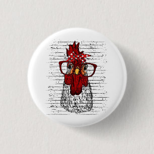 Bóton Redondo 2.54cm Galinha com bandana e óculos bonitos