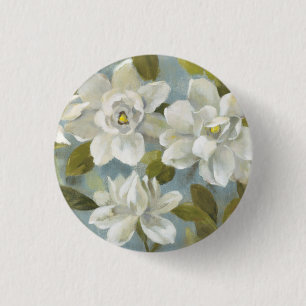 Bóton Redondo 2.54cm Gardenias no azul da ardósia