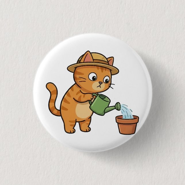 Bóton Redondo 2.54cm Gardening Cat Watering Plant Button (Frente)