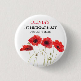 Bóton Redondo 2.54cm Garota da Primeira Festa de aniversário de 1rua