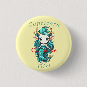 Bóton Redondo 2.54cm Garota de Capricórnio Sereia Thunder_Cove