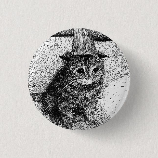 Bóton Redondo 2.54cm Gato de Aniversário (Frente)