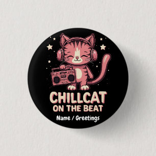 Bóton Redondo 2.54cm Gato de Chill Bonito na Design da Trendy Beat