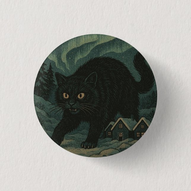 Bóton Redondo 2.54cm Gato de Natal Yule islandês (Frente)