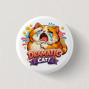 Bóton Redondo 2.54cm Gato Dramático Engraçado Chorando Arte de Reação d