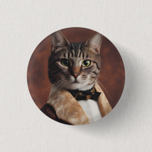 Bóton Redondo 2.54cm Gato na Jaqueta de Fumar