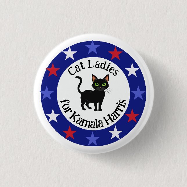 Bóton Redondo 2.54cm Gato Senhoras para Kamala Design (Frente)