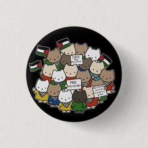Bóton Redondo 2.54cm Gatos pela Palestina – Gatos Kawaii pela Justiça