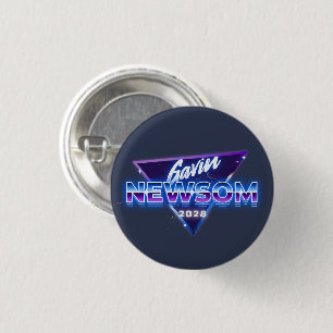 Bóton Redondo 2.54cm Gavin Newsom 2028 Para Presidente Retro 80