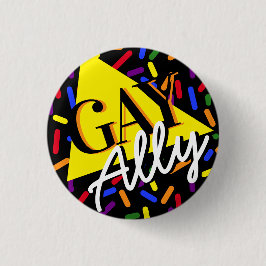 Bóton Redondo 2.54cm Gay Ally Rainbow Sprinkles 90s Estilo Memphis