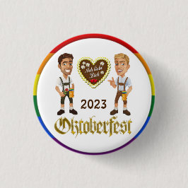 Bóton Redondo 2.54cm Gay LGBTQIA+ Oktoberfest 2023 Botão de Distintivo