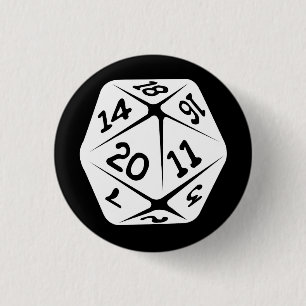 Bóton Redondo 2.54cm geek d20