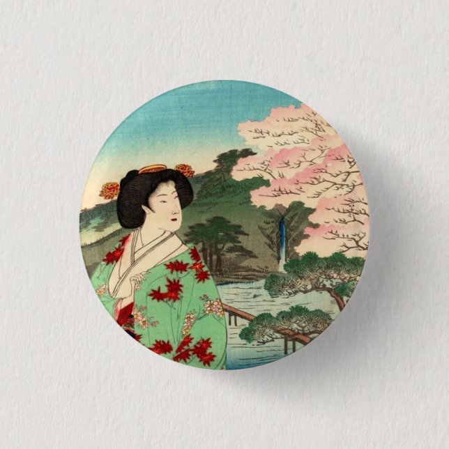 Bóton Redondo 2.54cm Geisha (Frente)