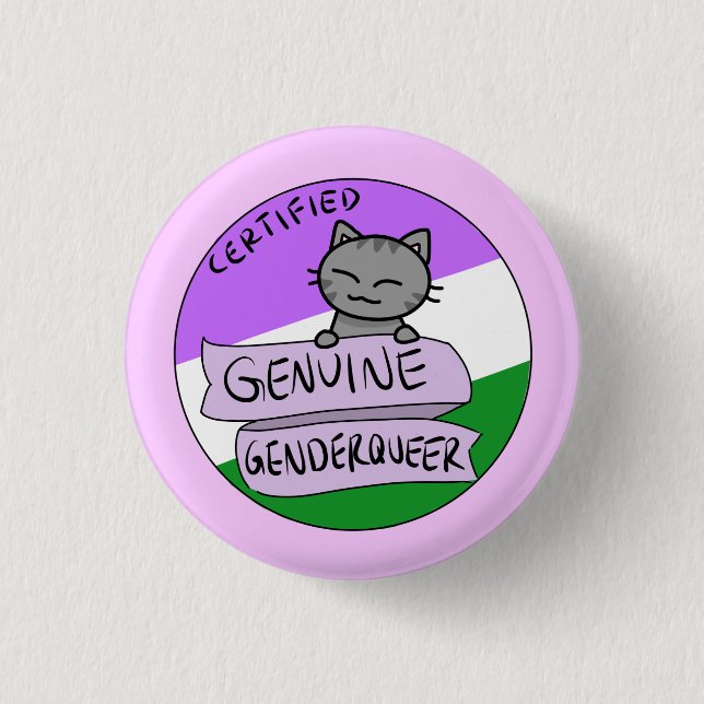 Bóton Redondo 2.54cm Genderqueer genuíno (Frente)