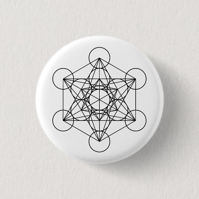 Bóton Redondo 2.54cm Geometria sagrado do cubo de Metatron (Frente)