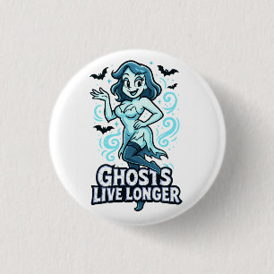Bóton Redondo 2.54cm Ghost de Pin-Up do Cartoon - Fantasmas vivem mais 