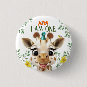 Bóton Redondo 2.54cm Giraffe Birthday Button