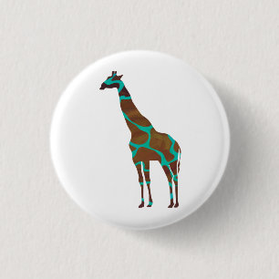 Bóton Redondo 2.54cm Giraffe Brown e Teal Impressão