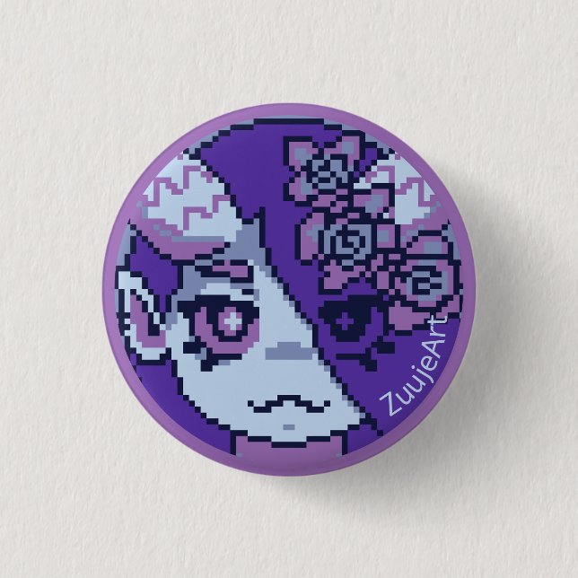 Bóton Redondo 2.54cm Girl, anime, pixelart (Frente)