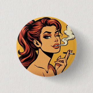 Bóton Redondo 2.54cm Girl Stoner | Comic book pop art | Smoking lovers