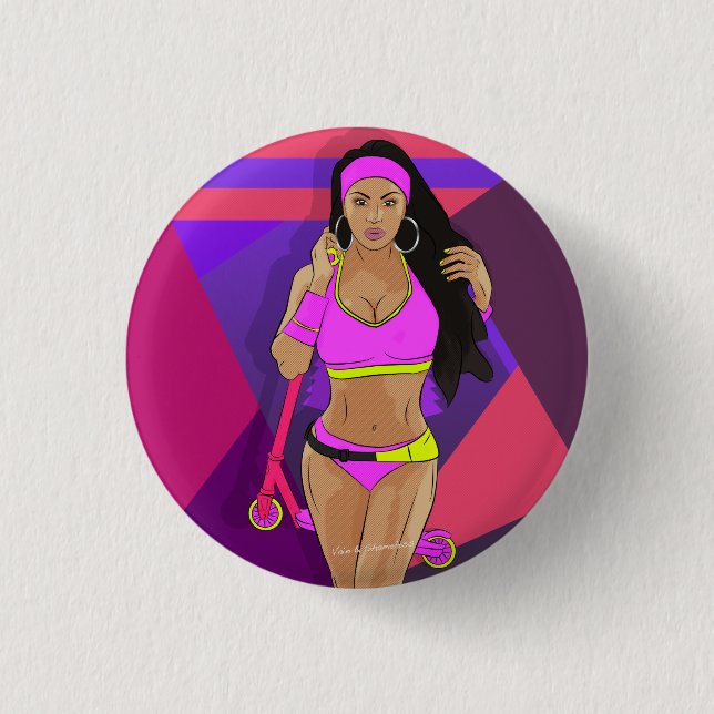 Bóton Redondo 2.54cm Girl with scooter (Frente)