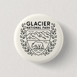 Bóton Redondo 2.54cm Glaciar National Park Bear Emblem