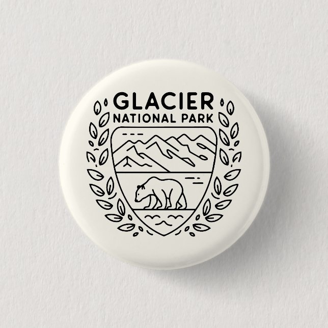 Bóton Redondo 2.54cm Glaciar National Park Bear Emblem (Frente)