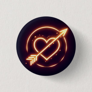 Bóton Redondo 2.54cm glowing image of a heart with cupid's arrow