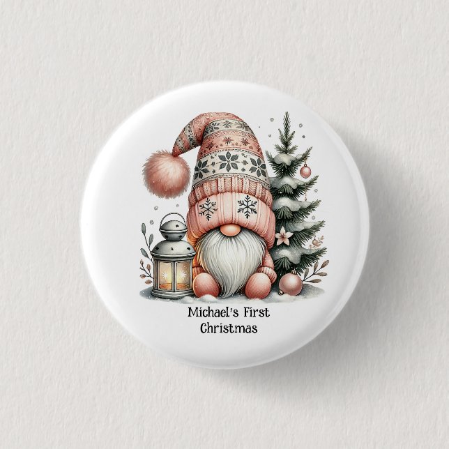 Bóton Redondo 2.54cm Gnome for the Holidays Button (Frente)