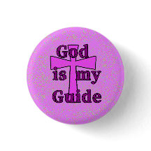 God é Meu Guia Botão de Cruz Roxo