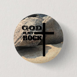 Bóton Redondo 2.54cm God is My Rock Bible Verse Black Cross Christian
