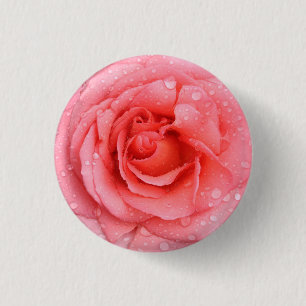 Bóton Redondo 2.54cm Gotas cor-de-rosa românticas da água cor-de-rosa