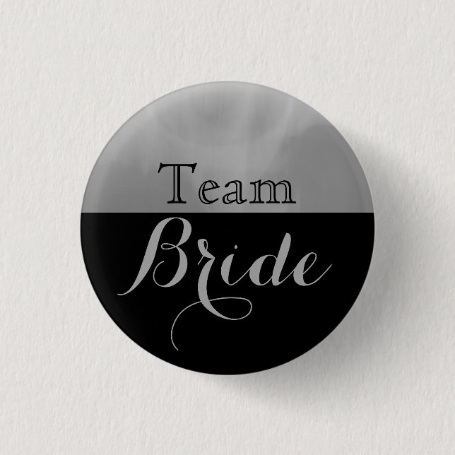 Bóton Redondo 2.54cm Gray & Black Wedding Team Bride (Frente)