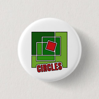 Bóton Redondo 2.54cm Green Abstraction with Twisted Red Square