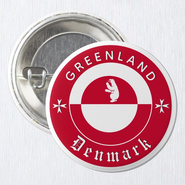 Bóton Redondo 2.54cm Greenland Button, Polar Bear, Greenland Flag (Greenland Button / Flag, Polar bear & custom text)